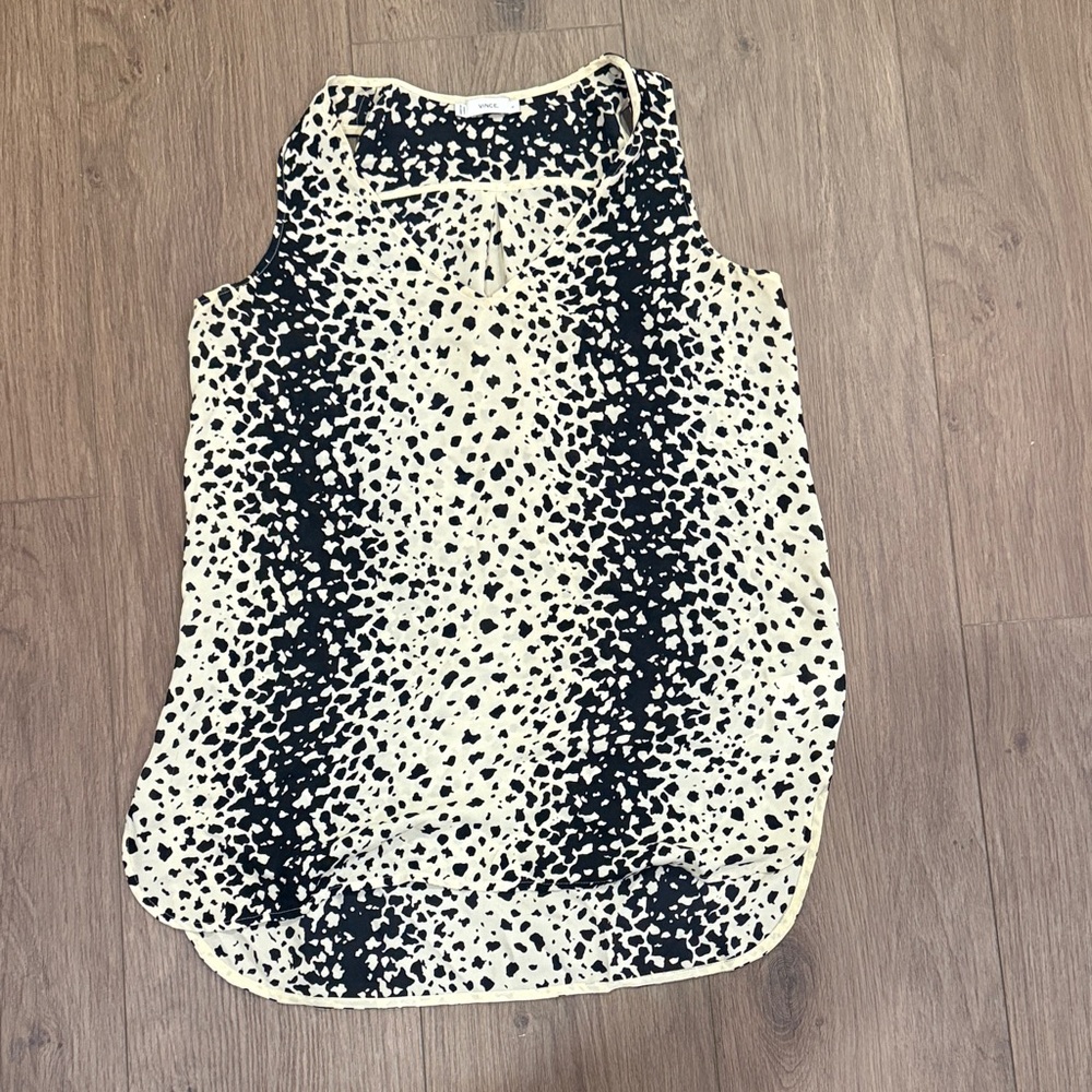 Vince Black and Cream Spotted Blouse